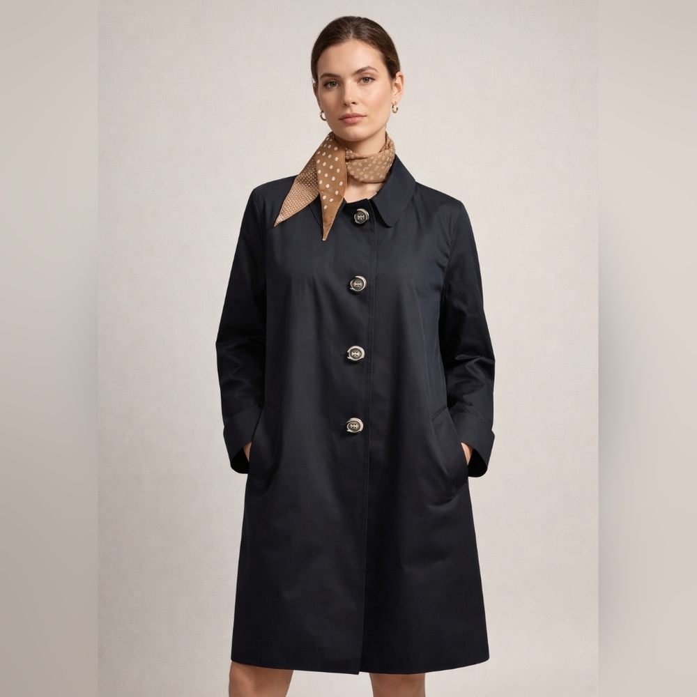 Coach Navy Single-Breasted Trench Coat